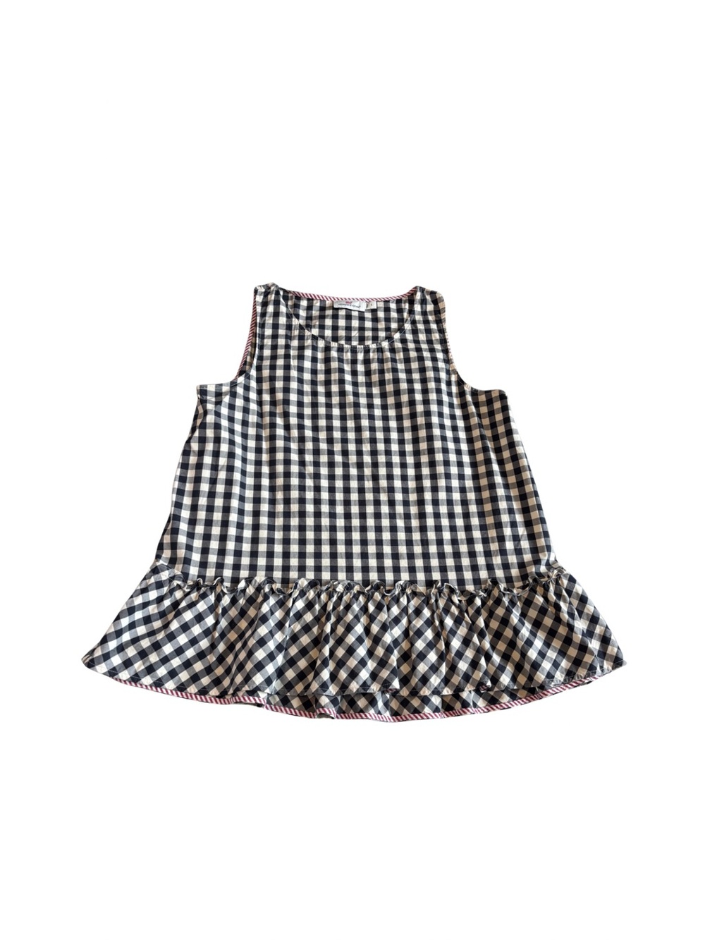 Vineyard Vines Gingham Flounce Sleeveless Blouse